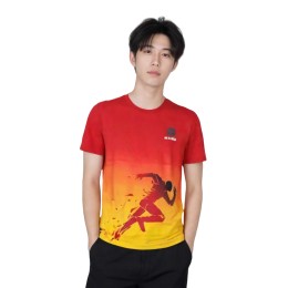 【訂製紅黃漸變短袖T恤】|荃灣區議會|社區建設|紅色至黃色漸變底色|圓領設計|前身跑步剪影與碎片印花|事務諮詢員|短袖T恤公司   T1187 【訂製紅黃漸變短袖T恤】|荃灣區議會|社區建設|紅色至黃色漸變底色|圓領設計|前身跑步剪影與碎片印花|事務諮詢員|短袖T恤公司   T1187